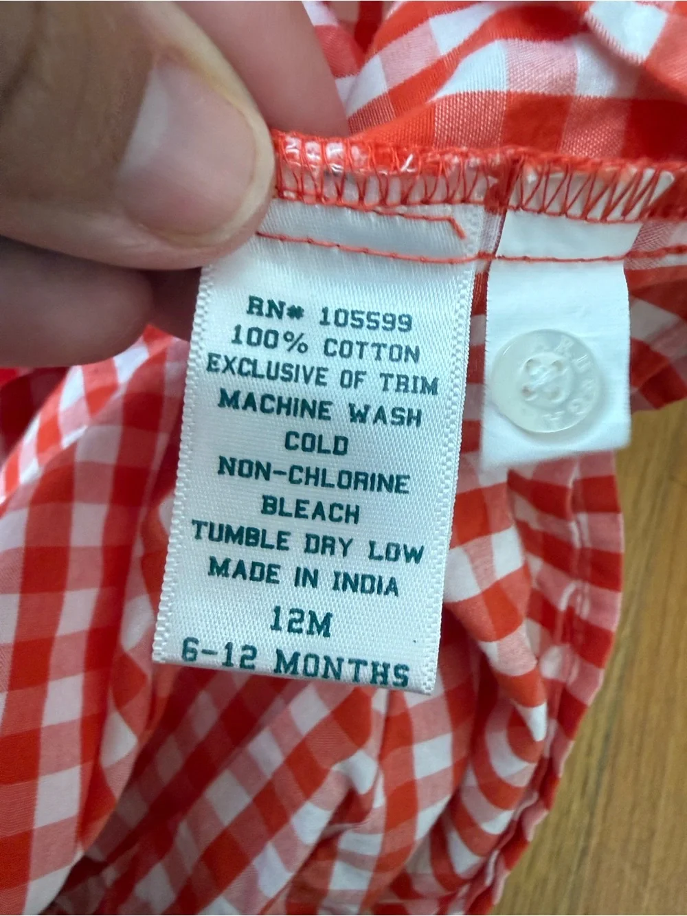 Orange Gingham Clemson Embroidered Toddler Dress